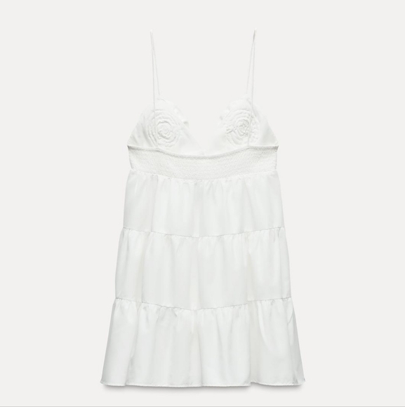 ZARA  MINI DRESS WITH  FLOWERS White - Picture 8 of 11